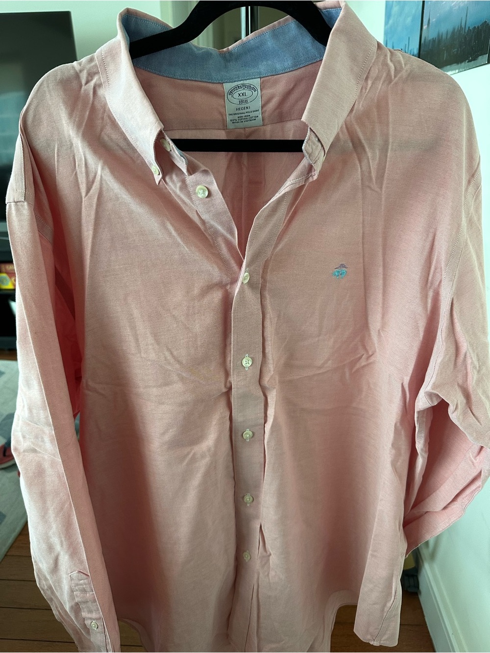 Brooks Brothers Pink Button-Down Dress Shirt with Contrast Collar